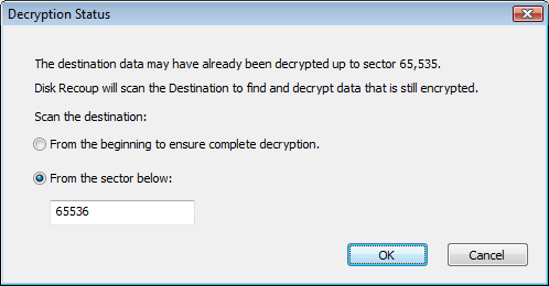 Decryption Status dialog